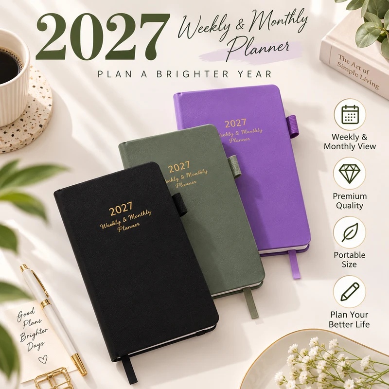 Leather Work Diary Covers - Agenda settimanale e mensile 2027, organizer
